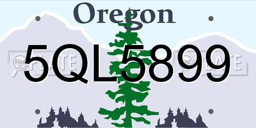 5QL5899 Oregon License Plate