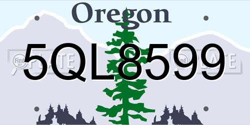 5QL8599 Oregon License Plate