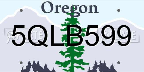5QLB599 Oregon License Plate