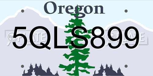 5QLS899 Oregon License Plate