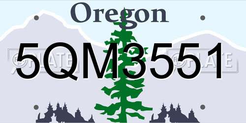 5QM3551 Oregon License Plate