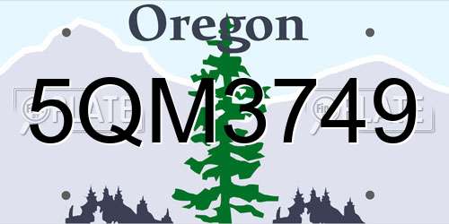5QM3749 Oregon License Plate