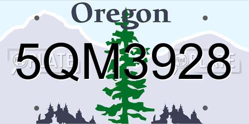 5QM3928 Oregon License Plate