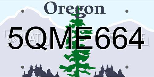 5QME664 Oregon License Plate