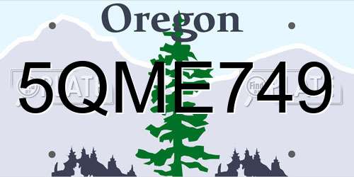 5QME749 Oregon License Plate