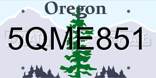 5QME851 Oregon License Plate
