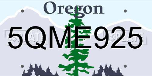 5QME925 Oregon License Plate