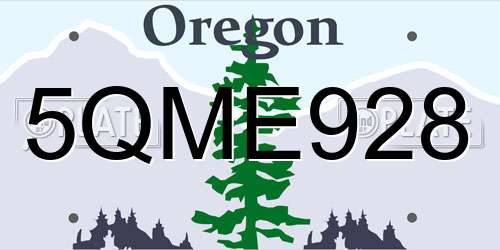 5QME928 Oregon License Plate