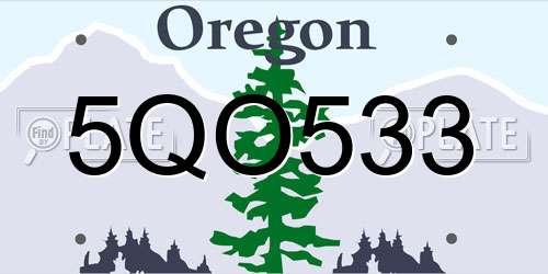 5QO533 Oregon License Plate