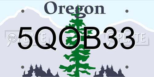 5QOB33 Oregon License Plate