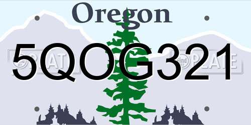 5QOG321 Oregon License Plate