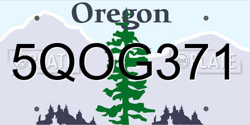 5QOG371 Oregon License Plate