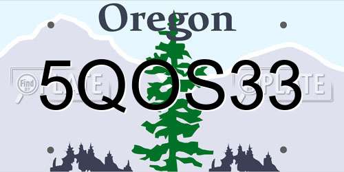 5QOS33 Oregon License Plate