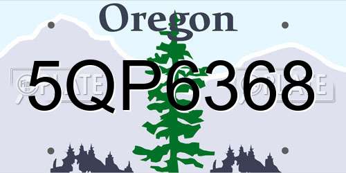 5QP6368 Oregon License Plate