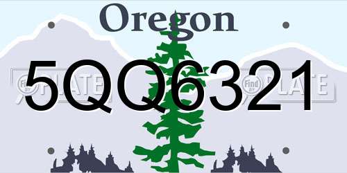 5QQ6321 Oregon License Plate