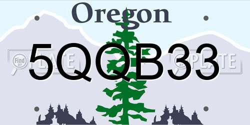 5QQB33 Oregon License Plate