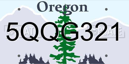 5QQG321 Oregon License Plate