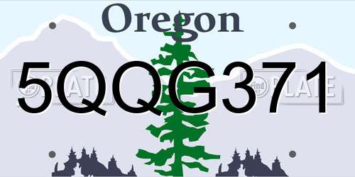 5QQG371 Oregon License Plate
