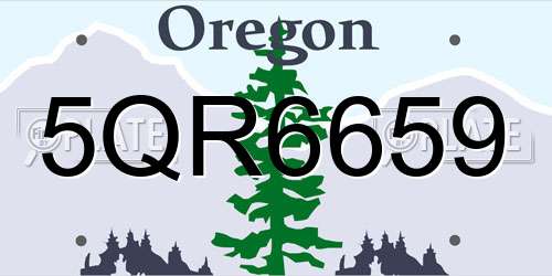 5QR6659 Oregon License Plate