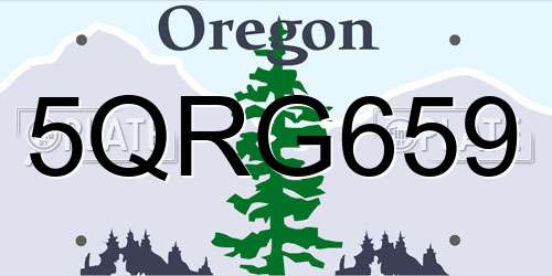 5QRG659 Oregon License Plate