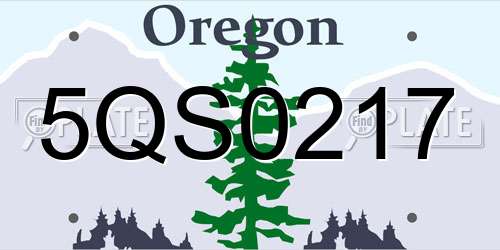 5QS0217 Oregon License Plate