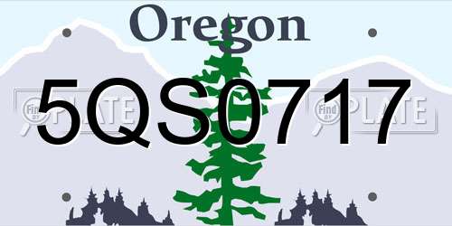 5QS0717 Oregon License Plate