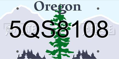5QS8108 Oregon License Plate