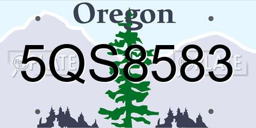 5QS8583 Oregon License Plate