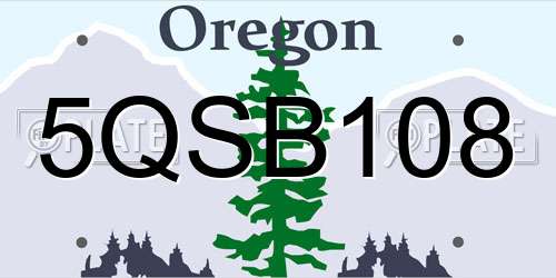 5QSB108 Oregon License Plate
