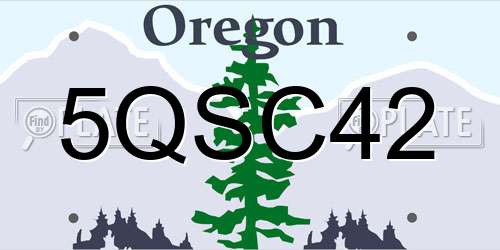 5QSC42 Oregon License Plate