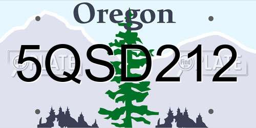 5QSD212 Oregon License Plate