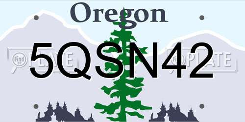 5QSN42 Oregon License Plate