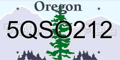 5QSO212 Oregon License Plate