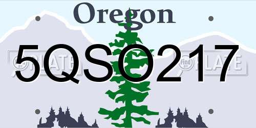 5QSO217 Oregon License Plate