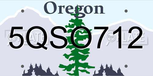 5QSO712 Oregon License Plate