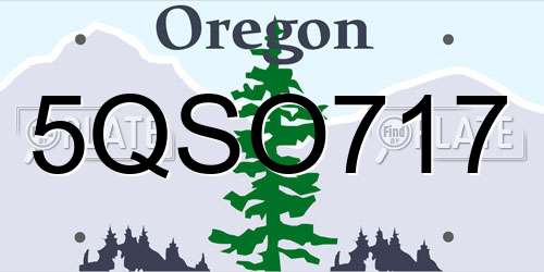 5QSO717 Oregon License Plate