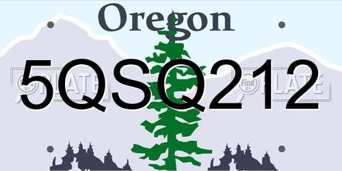5QSQ212 Oregon License Plate