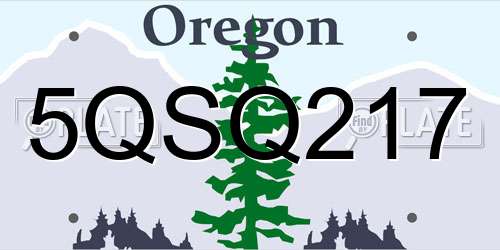 5QSQ217 Oregon License Plate