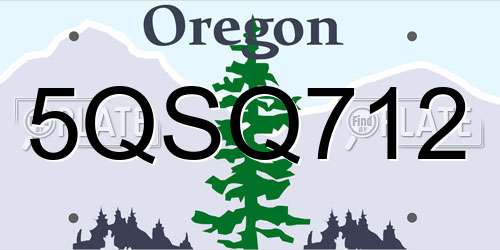 5QSQ712 Oregon License Plate