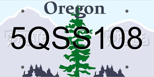 5QSS108 Oregon License Plate