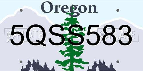 5QSS583 Oregon License Plate