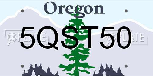 5QST50 Oregon License Plate