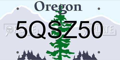 5QSZ50 Oregon License Plate