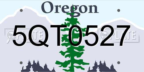 5QT0527 Oregon License Plate