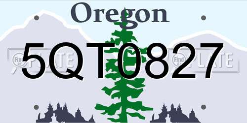 5QT0827 Oregon License Plate