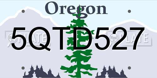 5QTD527 Oregon License Plate