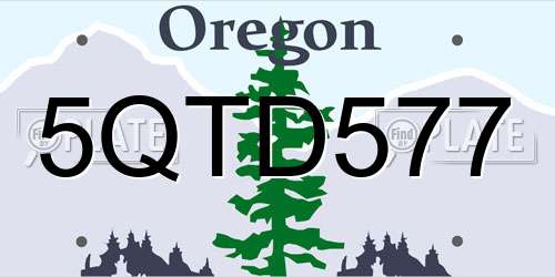 5QTD577 Oregon License Plate