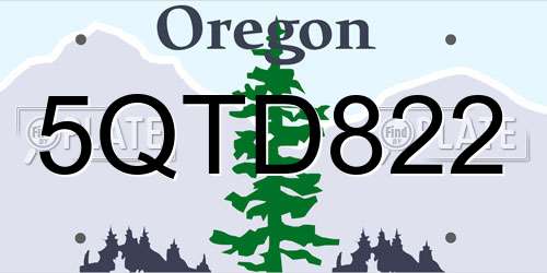 5QTD822 Oregon License Plate