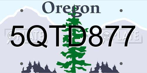 5QTD877 Oregon License Plate