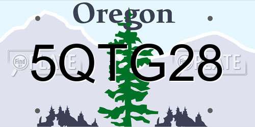 5QTG28 Oregon License Plate